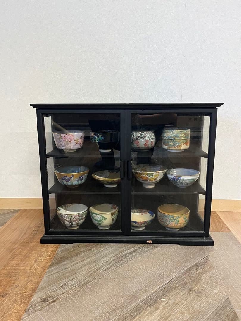 桑野睦子 造 御所の花 十二ヶ月 茶碗 十二ヶ月揃 棚付