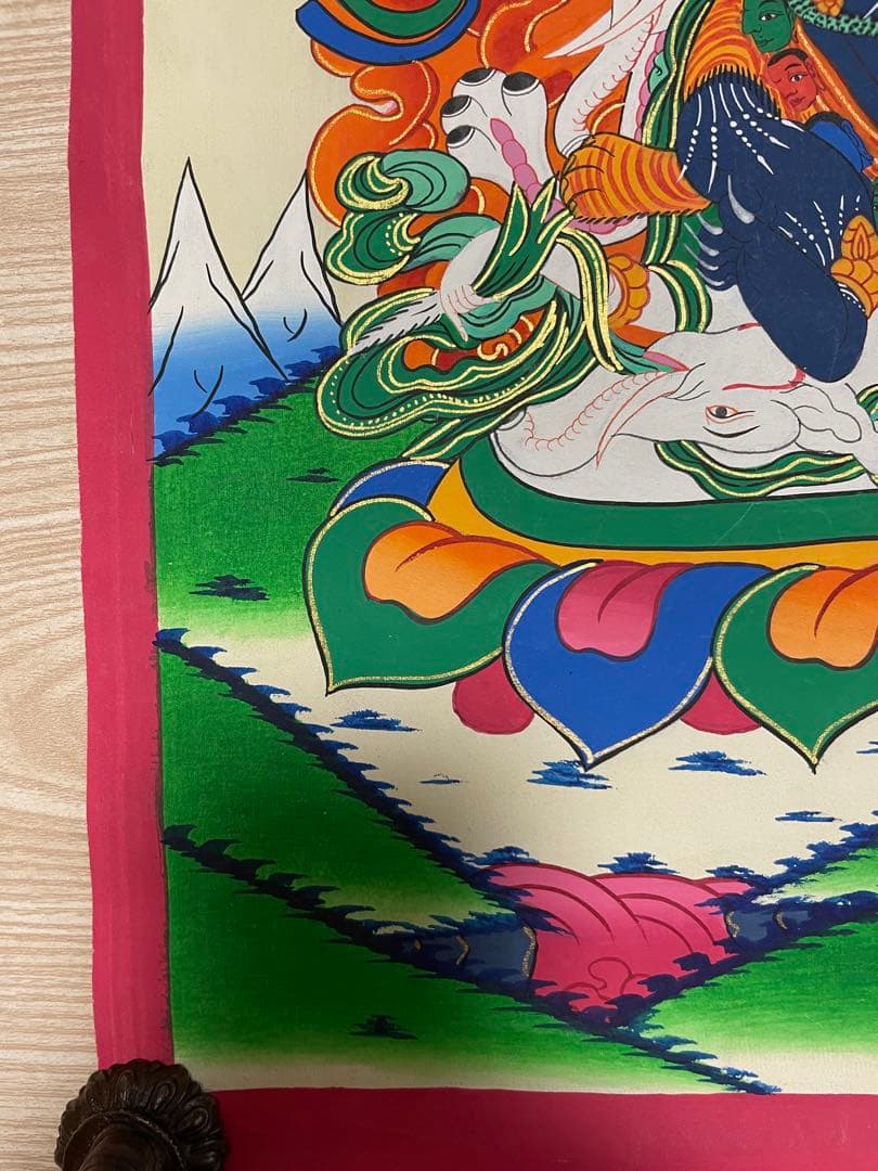 《 チベット密教　1点物 》 手描き　曼荼羅　マハーカーラ　大黒　仏教　密教　④