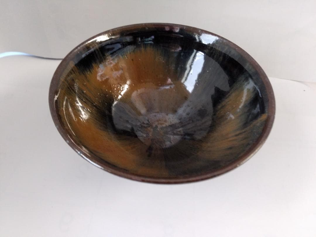 紀州焼 葵窯 寒川栖豊 作 天目形 茶碗 共箱 共布 栞 茶器 抹茶碗 新品