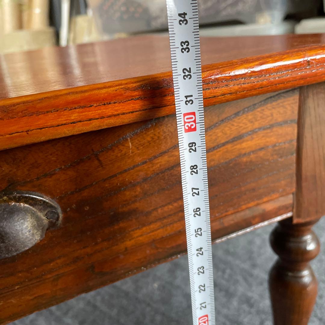 年代物 欅一枚板 文机 ダークブラウン 2引き出し 年代物 欅一