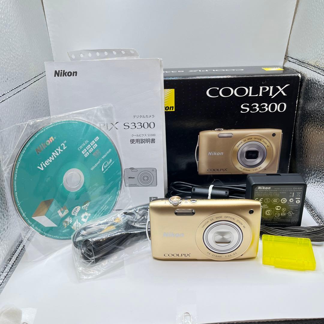 美品、完品】 ニコン COOLPIX S3300 スイートゴールド CCD搭載