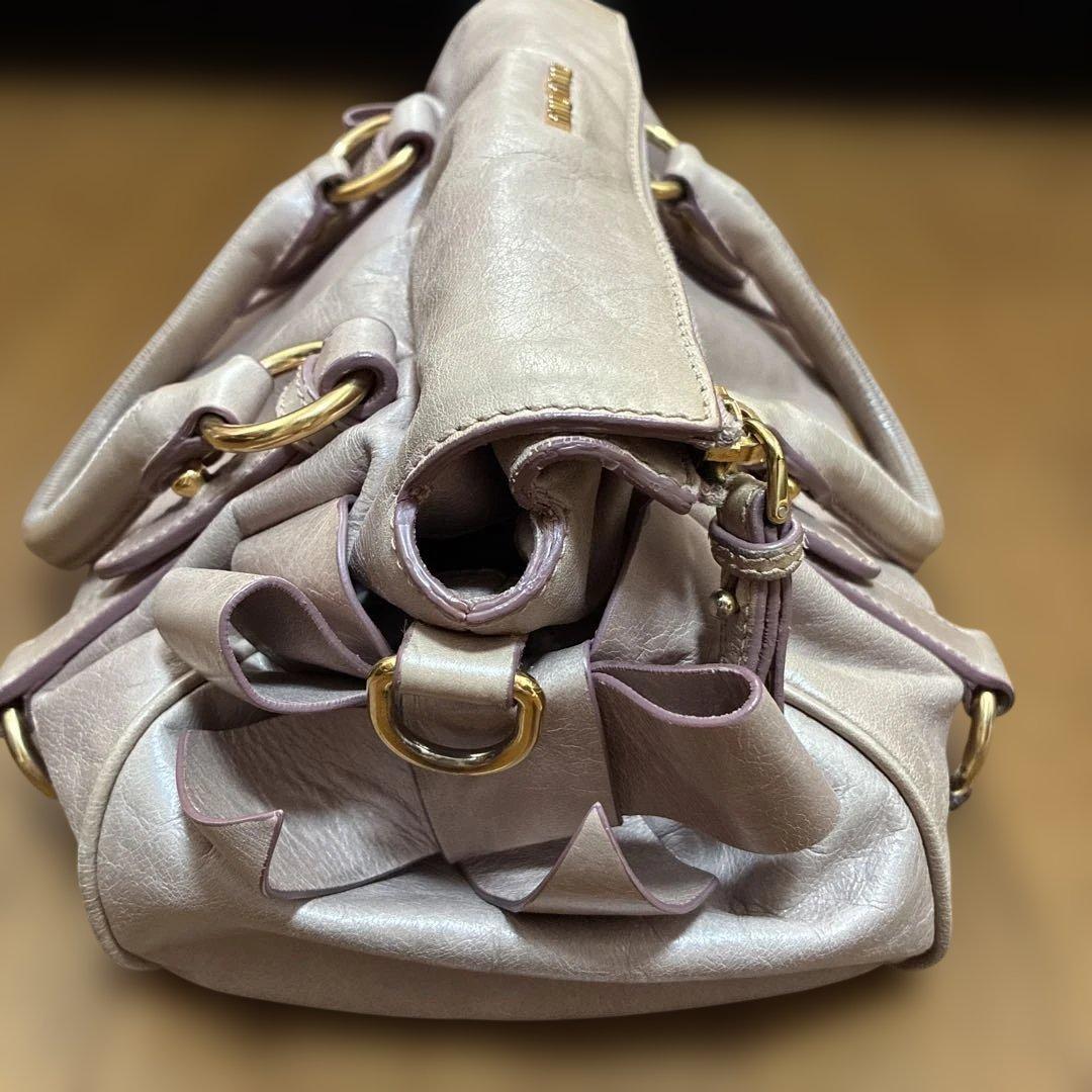 MIU MIU ミュウミュウ　2wayバッグ サイドリボン　くすみピンク