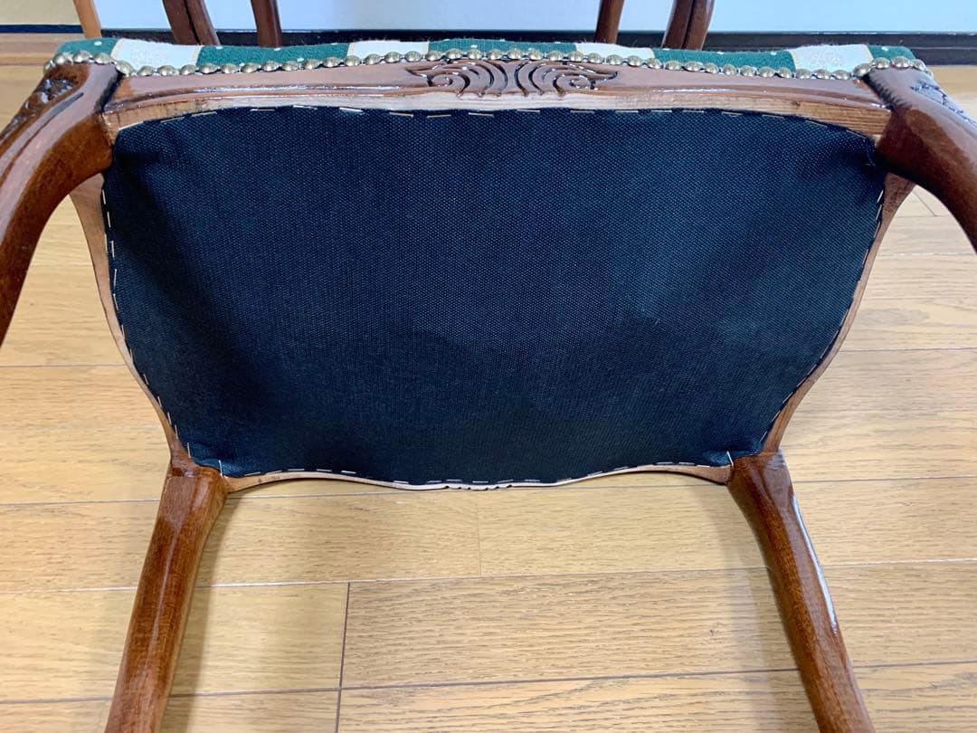 猫脚スツール ストライプ／イタリア製 グリーン／2セット