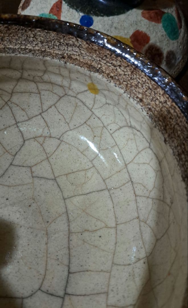 加山 晴子作品 お買い得品 多色模様の陶器の鉢 陶芸作家 加山晴子 加山