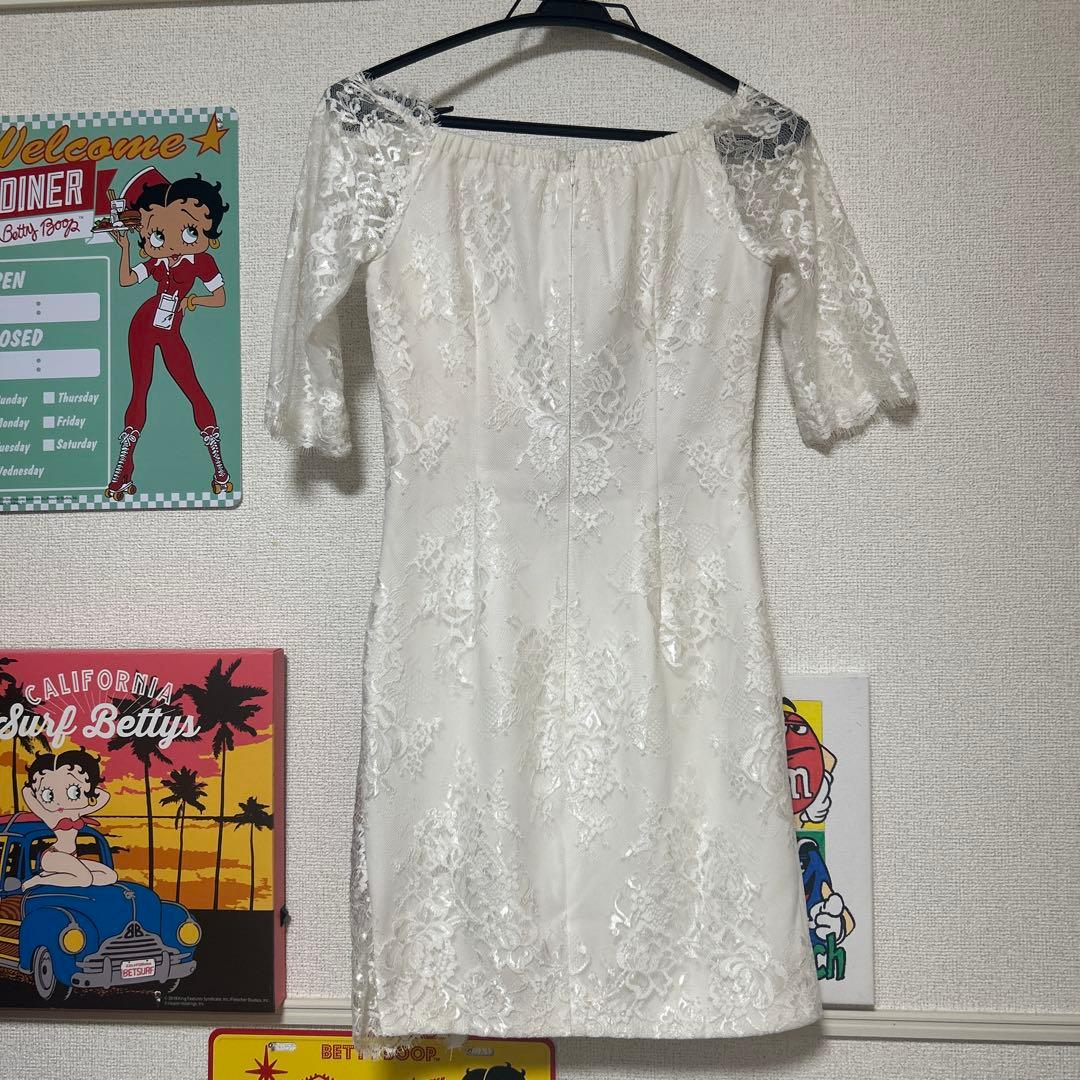 Glossy レースオフショルダードレス S