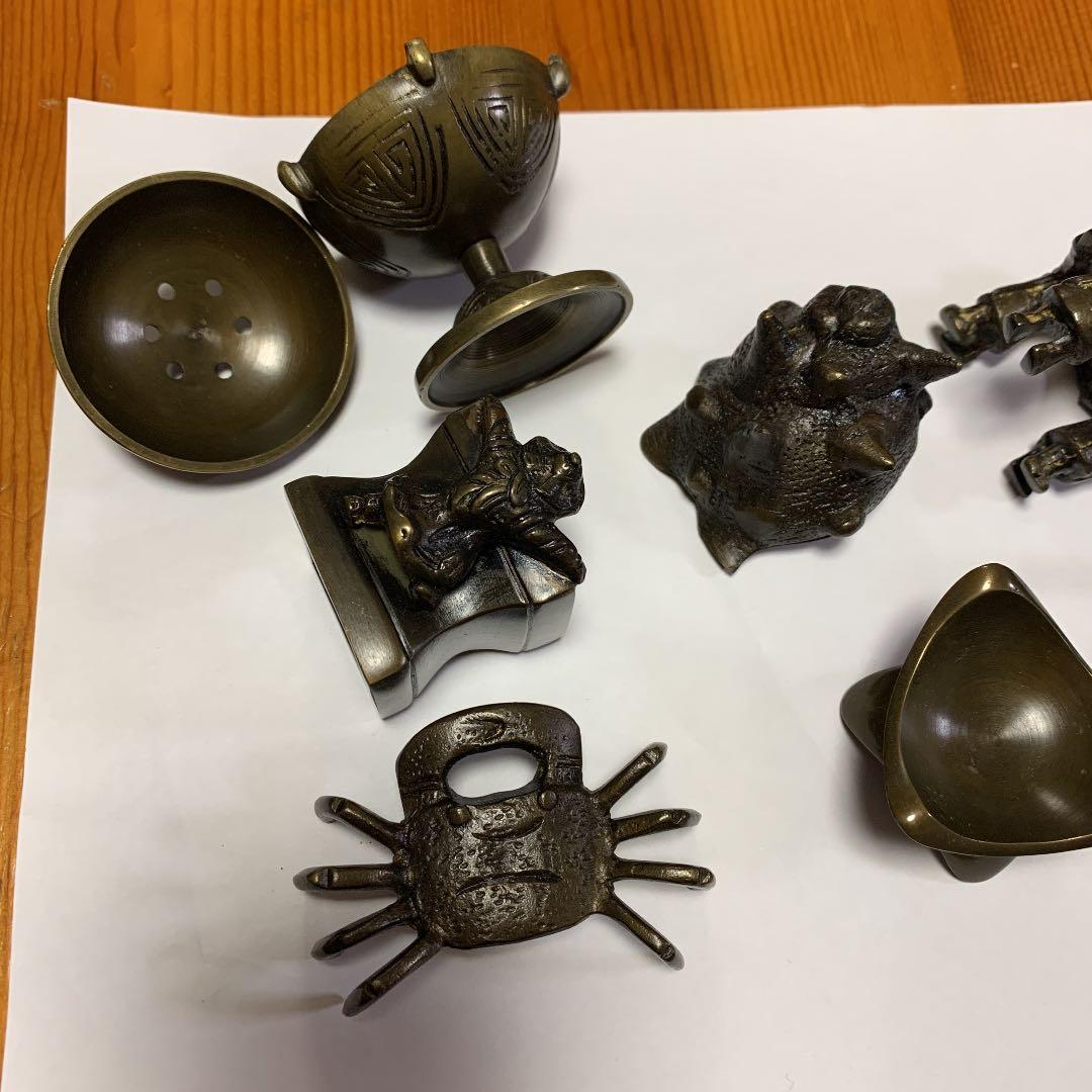 茶道具 蓋置】 唐銅七種蓋置