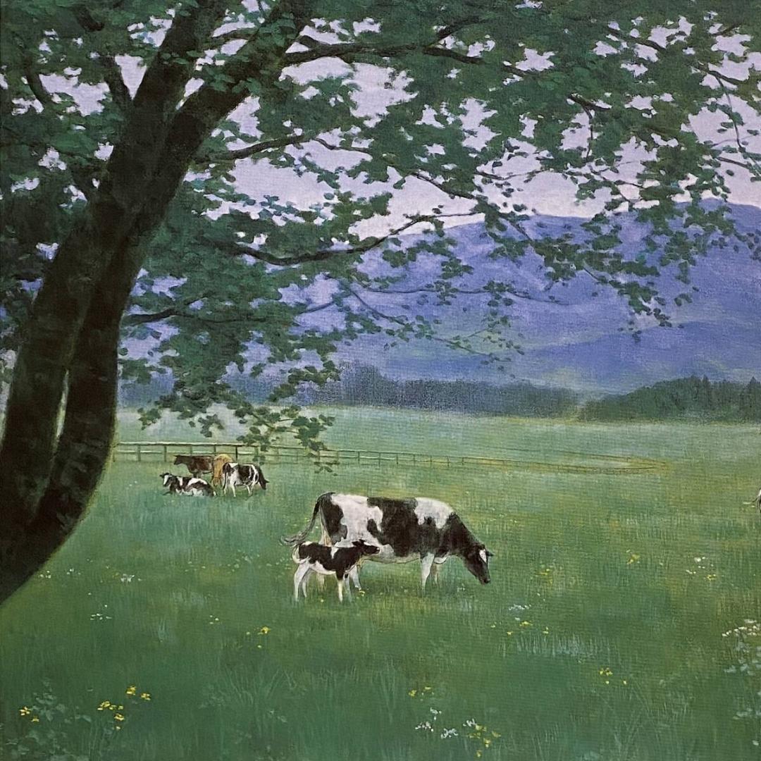 村田林藏、〈晴日〉、希少画集画、高級新品額・額装付、状態良好