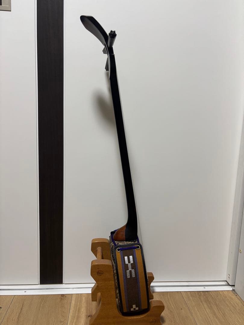 宮古木工芸 縞黒檀/カマゴン棹 本皮1枚張り三線 宮古木工芸 縞黒檀