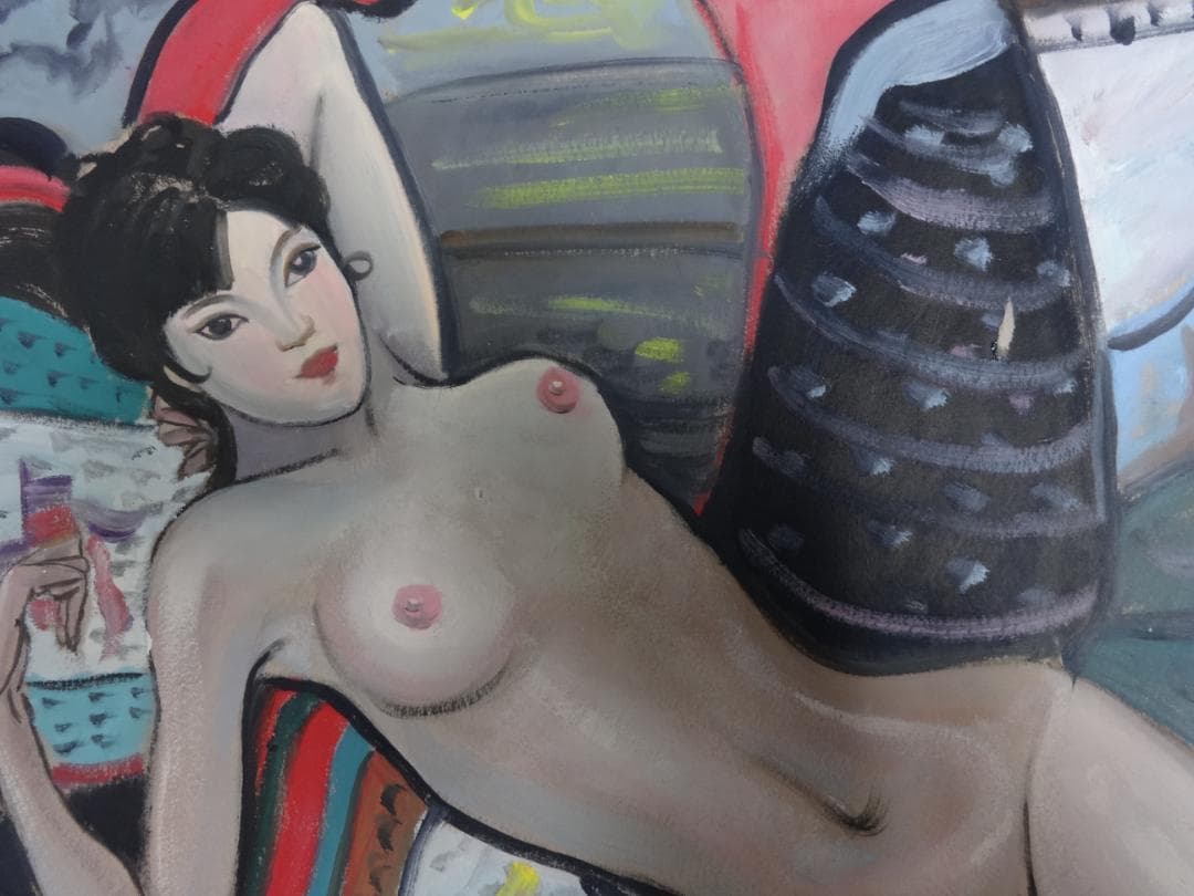 s*5様 小出楢重 横過裸婦 1930年頃 肉筆油彩画・紙本著色・美人画・洋画・