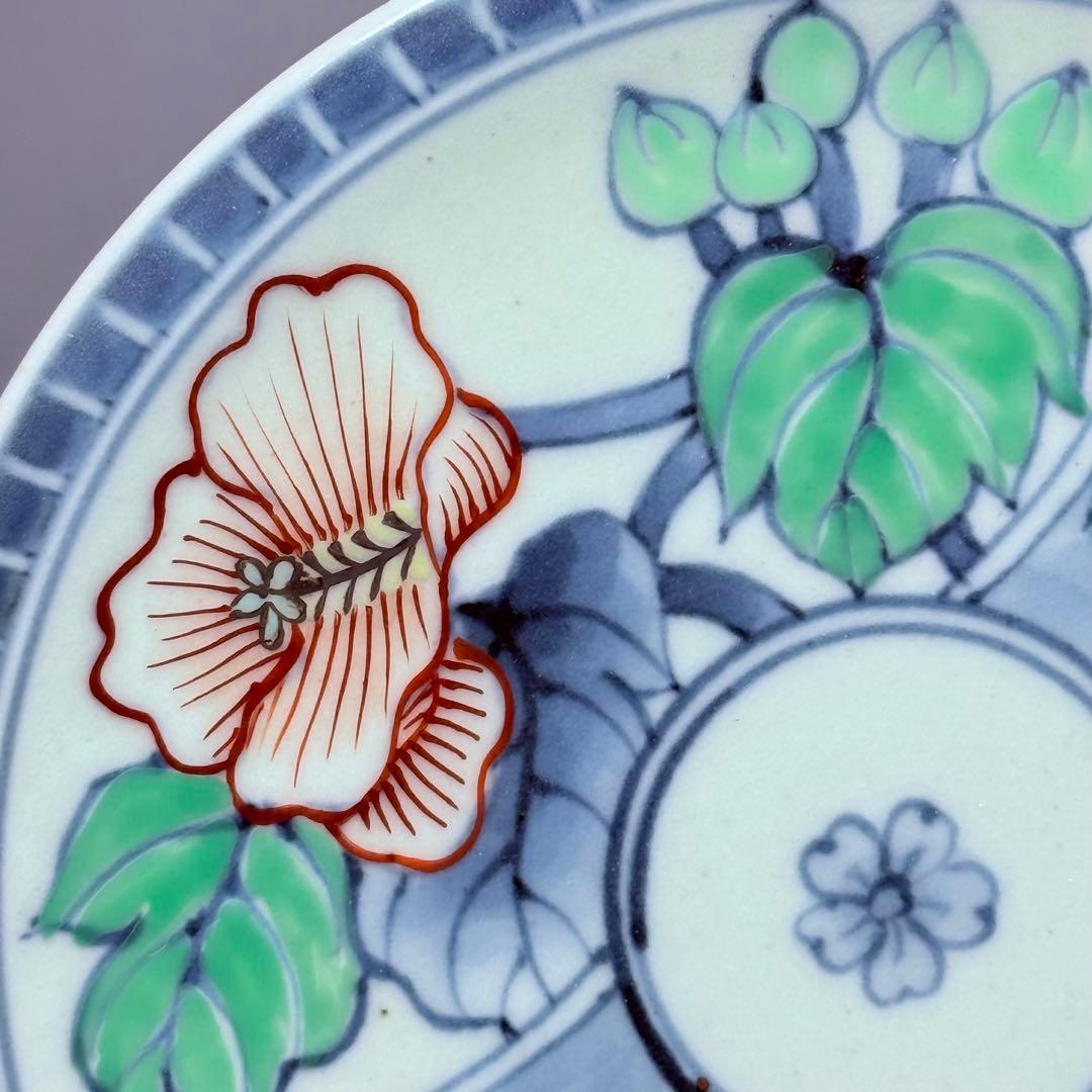 五代 佐藤走波 七十五才 染錦牡丹文カップ＆ソーサー コレクター放出品