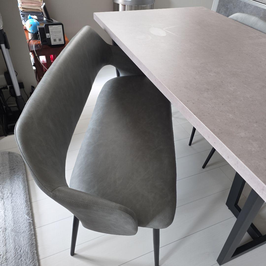 【大阪府引取限定】石材風テーブルとグレー椅子セット
