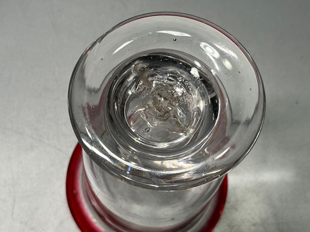大正〜昭和初期 縁赤 氷コップ 太足 ウランガラス