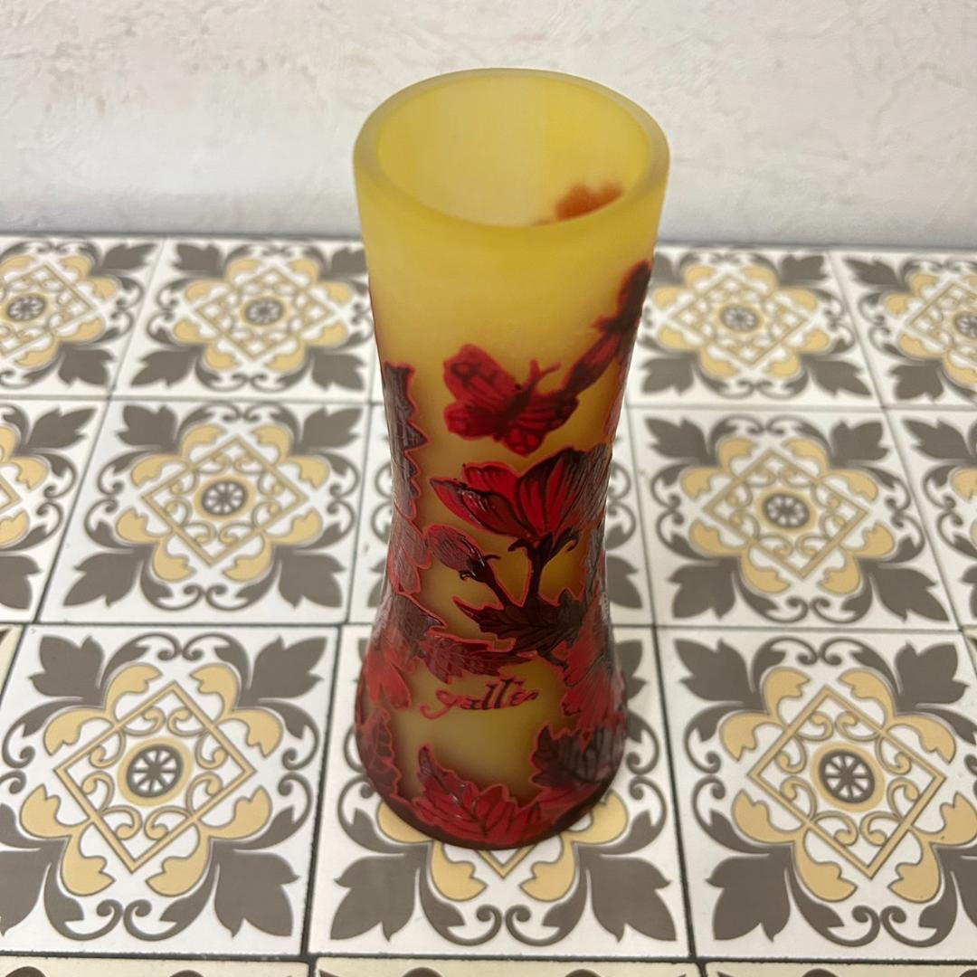 証明書】 エミールガレ 花瓶 カメオ彫り 被せガラス 高さ19cm - メルカリ