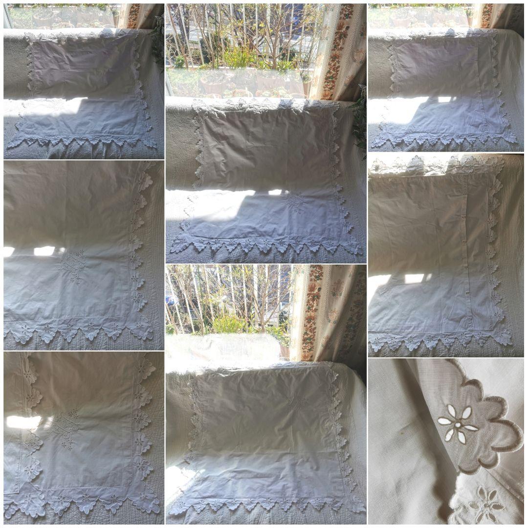 アンティークフランス オープンカットワーク＆スカラップ刺繍ラージ