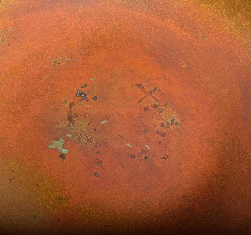 彫金家　平安　本間寿次作　黄銅製　鎚目　菓子器　灰器転用　共箱　V R4382C