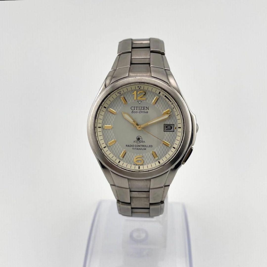 【稼働】シチズン　チタン　アテッサ　エコドライブ　ソーラー　腕時計　デイト