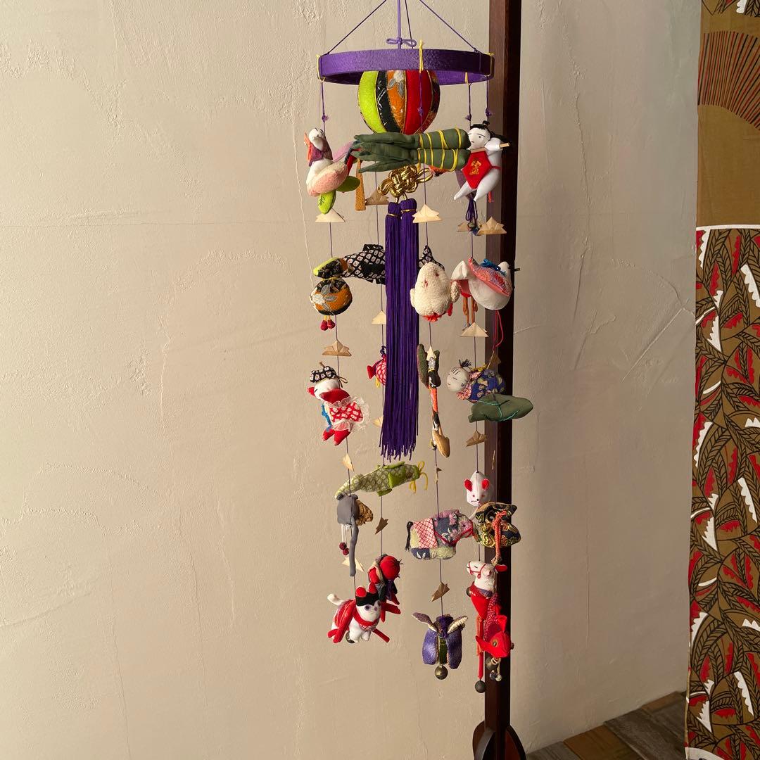 木製　吊り下げスタンド付き　ちりめん細工　吊るし雛　端午の節句　子どもの日