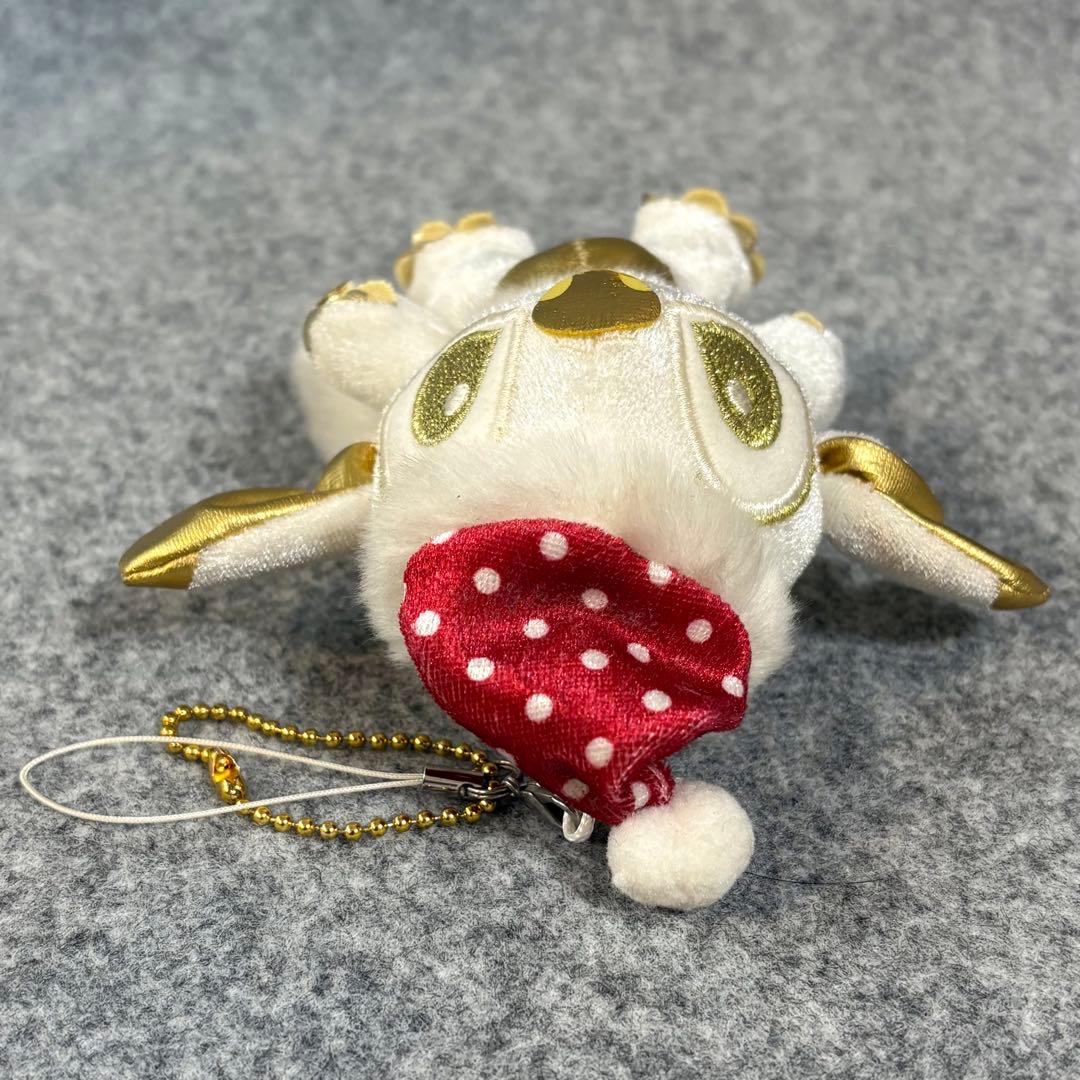 スティッチ クリスマス ぬいぐるみ マスコット ストラップ ホワイト ゴールド