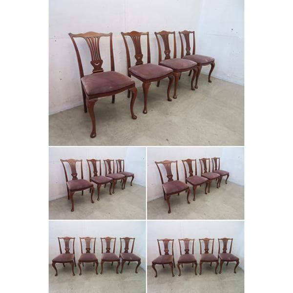 英国□イギリスアンティーク□チッペンデール様式□ダイニングチェア4