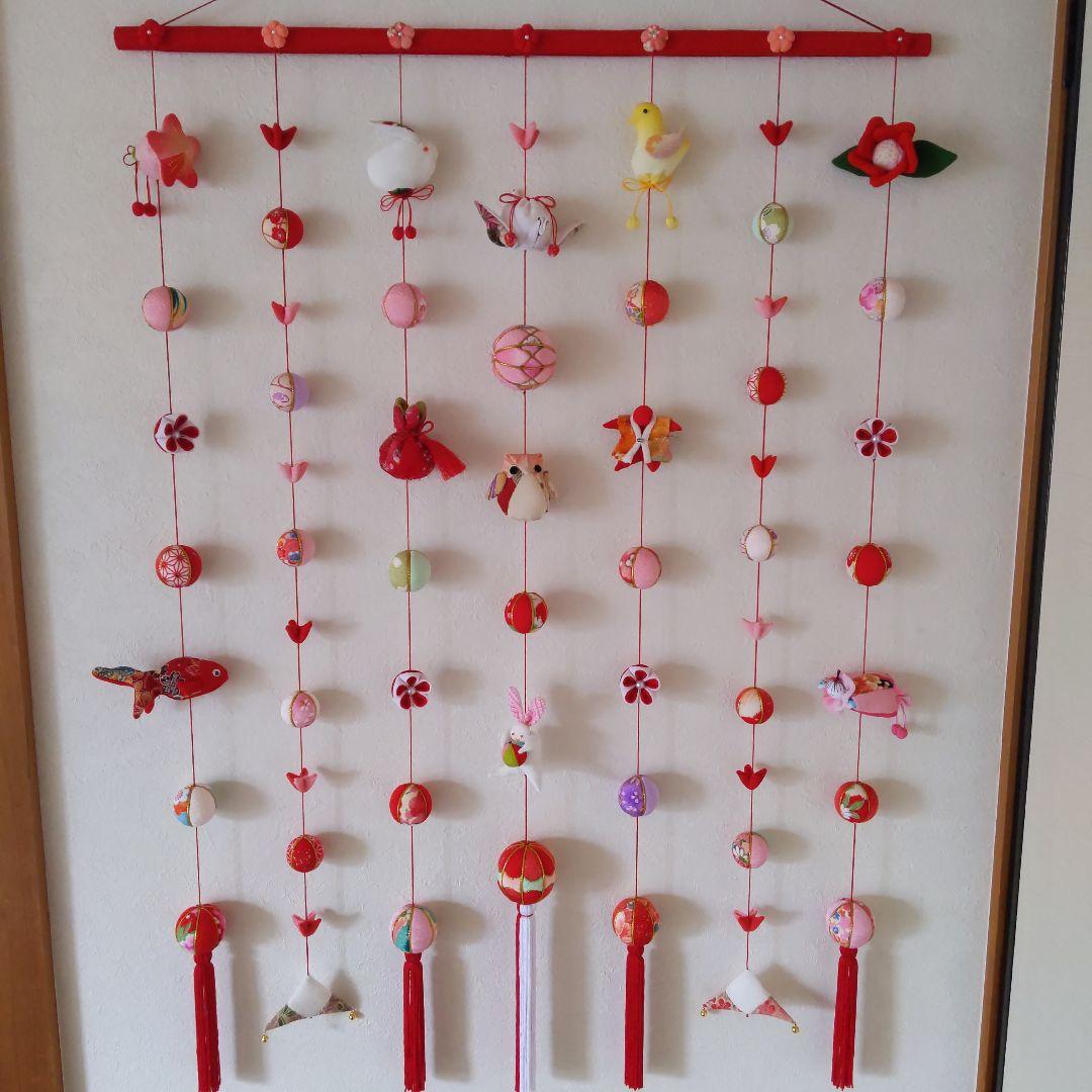 ちりめん細工　おひな様壁掛け下げ飾り(大) 端午の節句壁掛け下げ飾り(大)2点