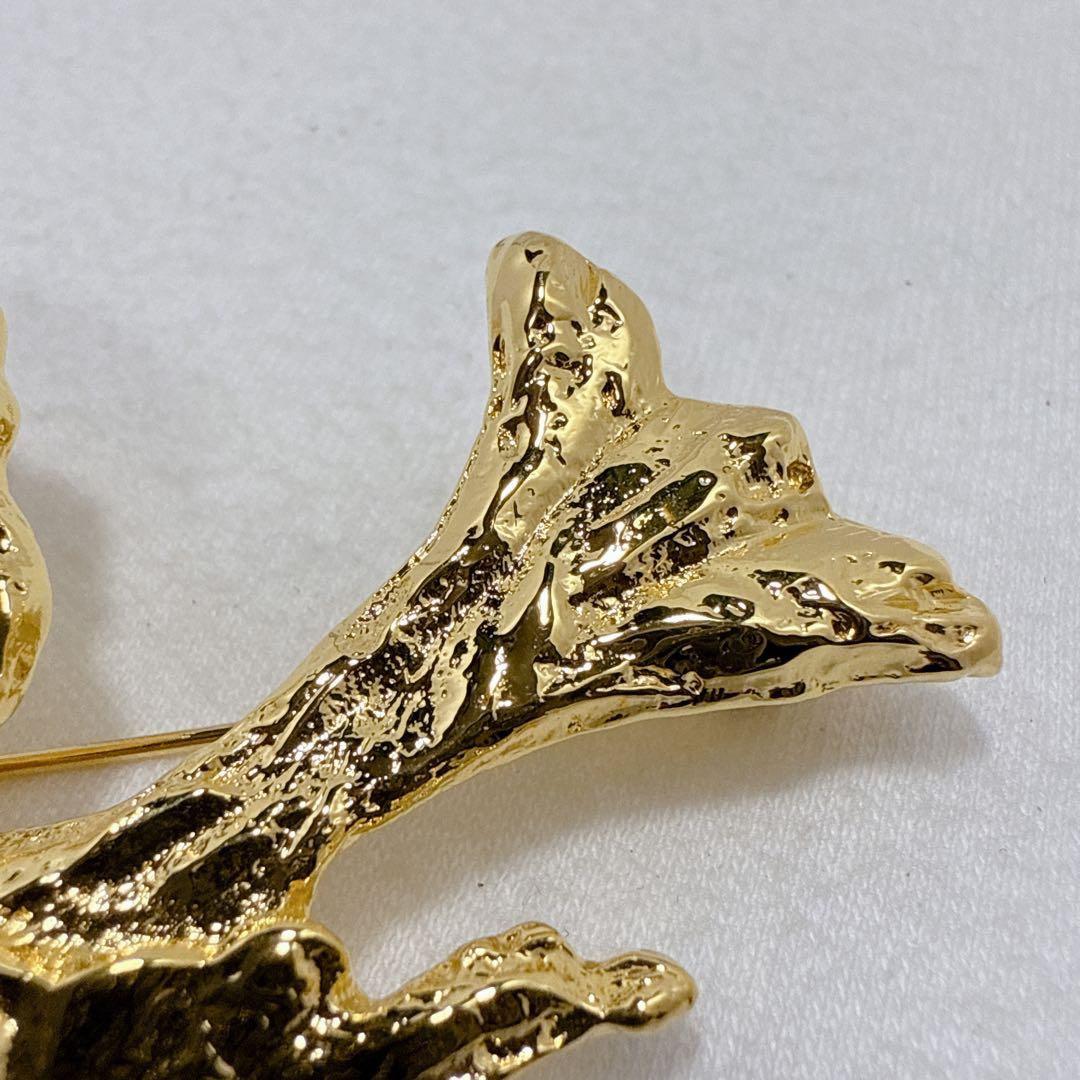 YSL イヴサンローラン ゴールドカラー バード 鳥 ブローチ
