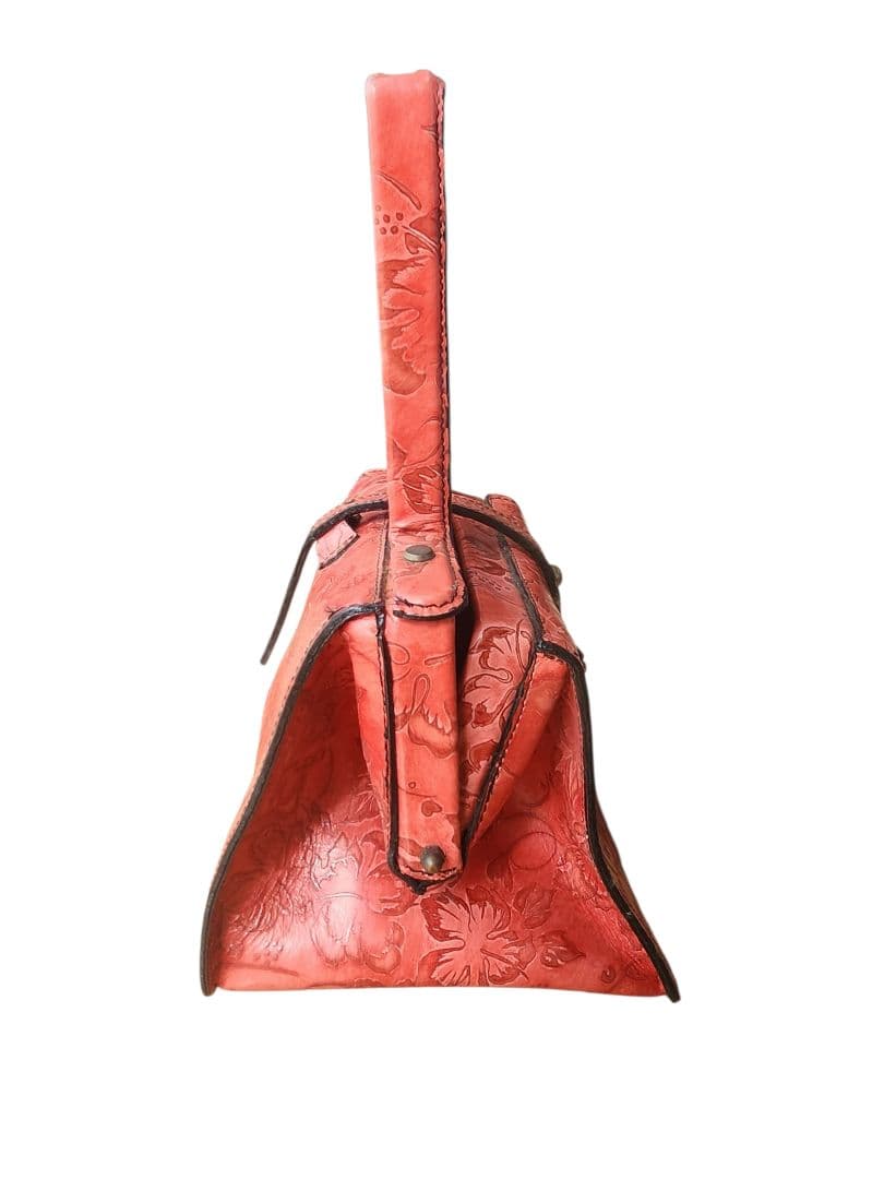 beauty beast【ビューティビースト】赤 花柄 レザーハンドバッグ