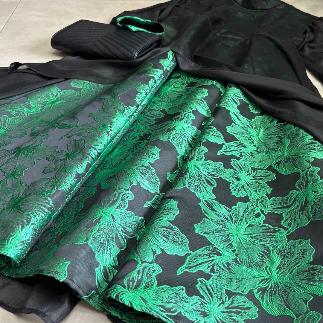 HARE ハレ　ジャガード　ロングワンピース　オケージョン　シアー