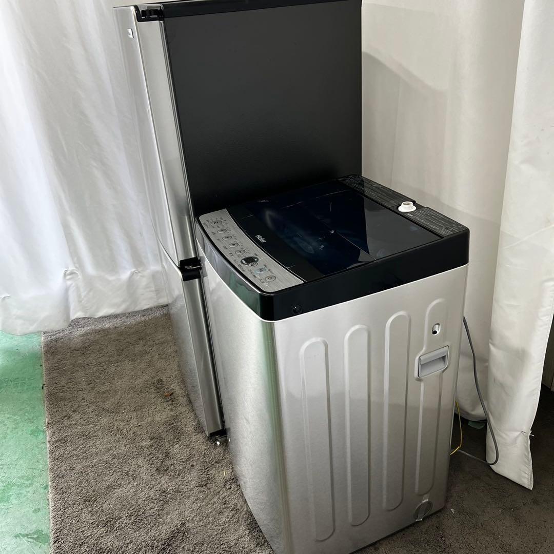 冷蔵庫 洗濯機 haier 一人暮らしセット シルバー 中古 安い 設置無料