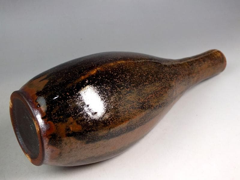 ☆ 利茶土ミルグリム 作 瀬戸釉六角花入 共箱 B2