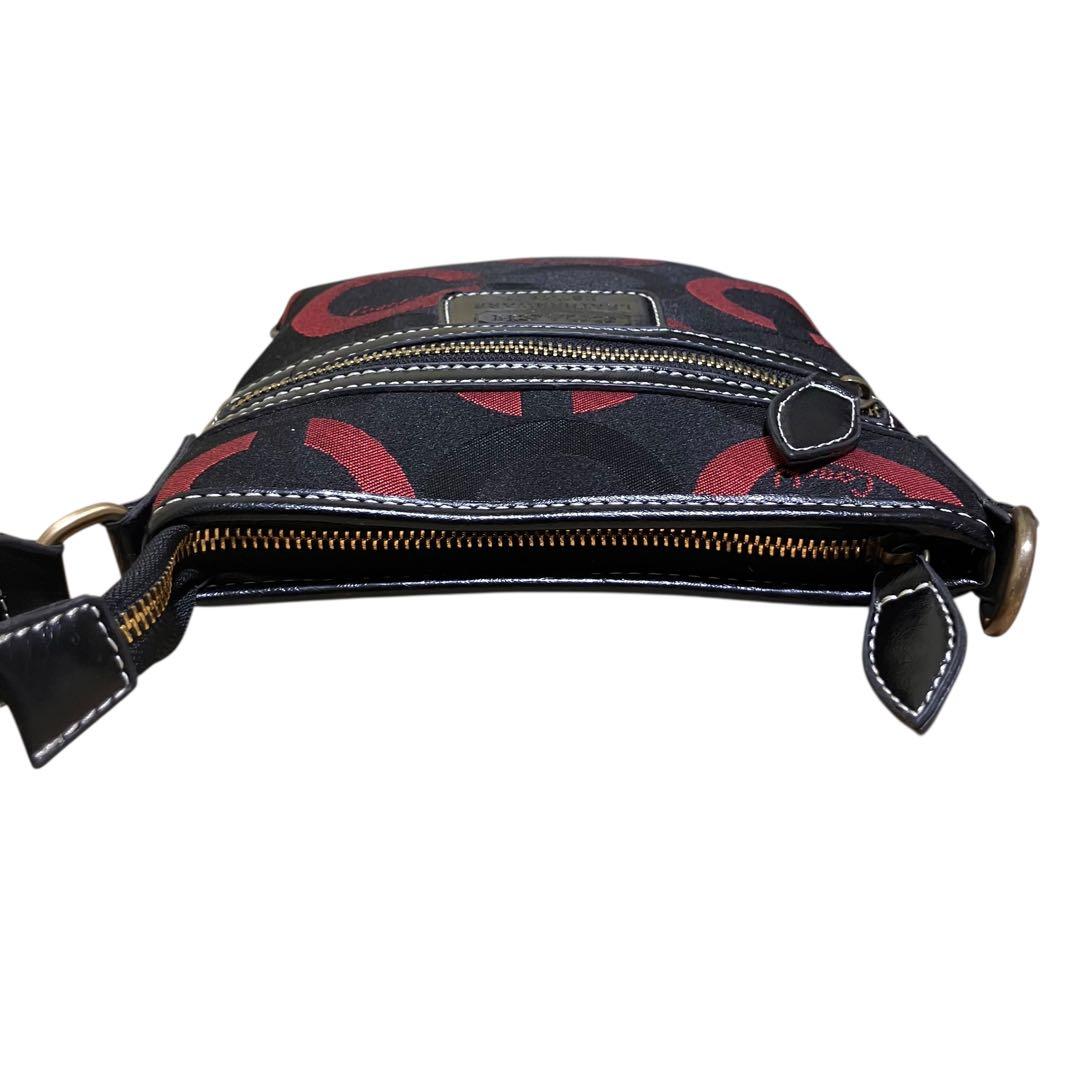 美品✨USA製 OLD COACH ショルダーバッグ 10126 黒 赤 レザー