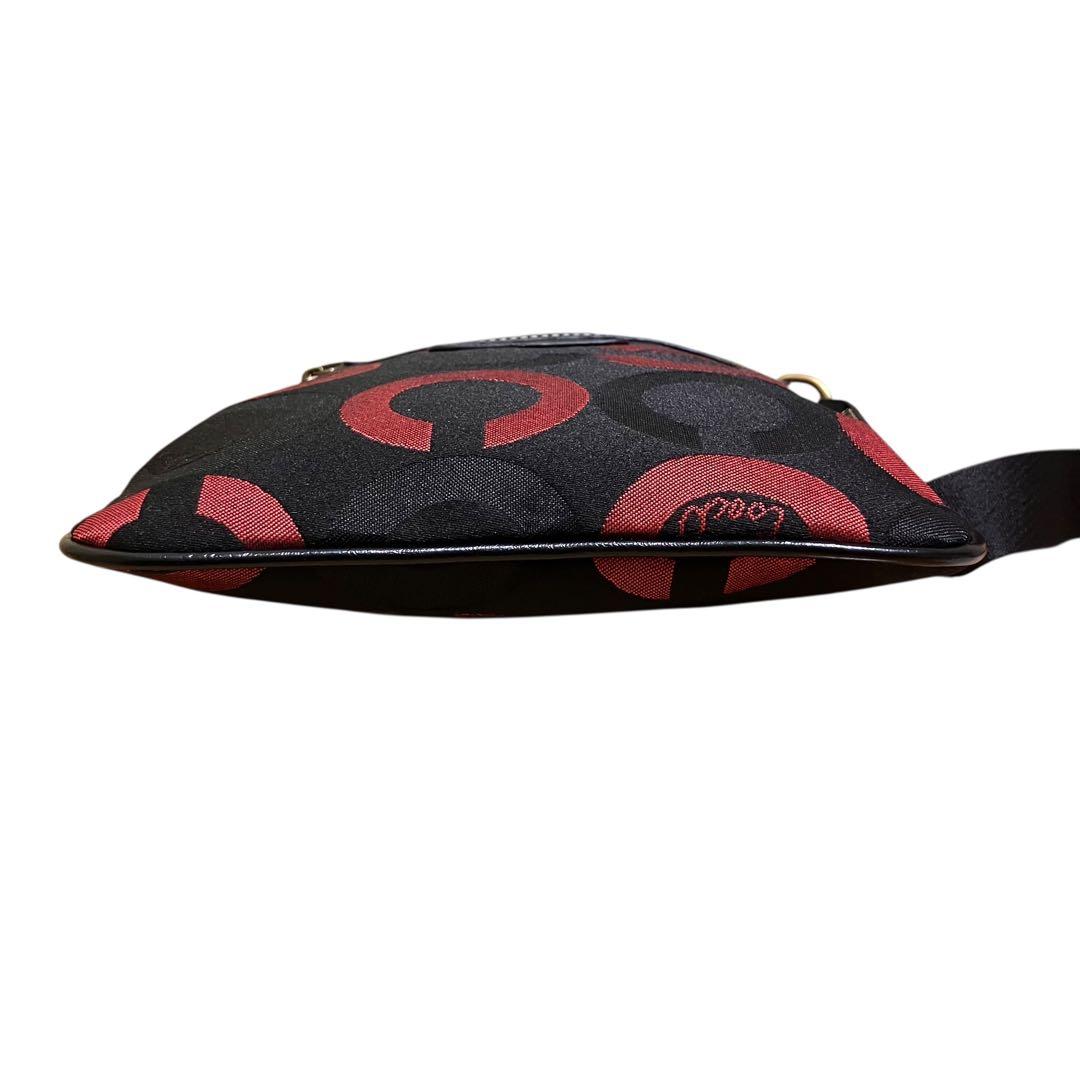 美品✨USA製 OLD COACH ショルダーバッグ 10126 黒 赤 レザー