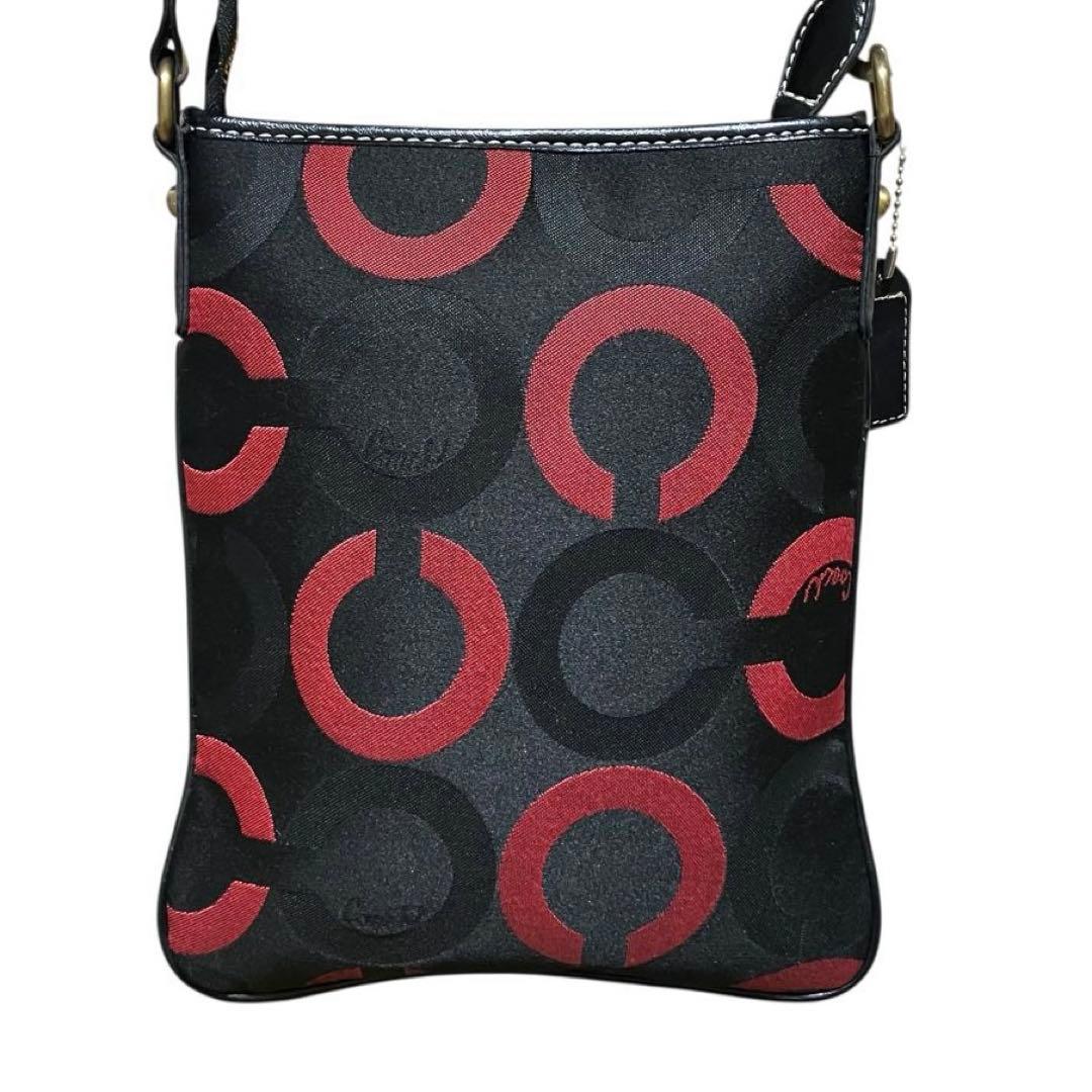 美品✨USA製 OLD COACH ショルダーバッグ 10126 黒 赤 レザー