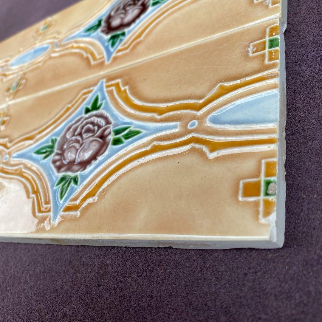 ハンドメイド日本製アンティークマジョリカタイル⑨A4枚セット