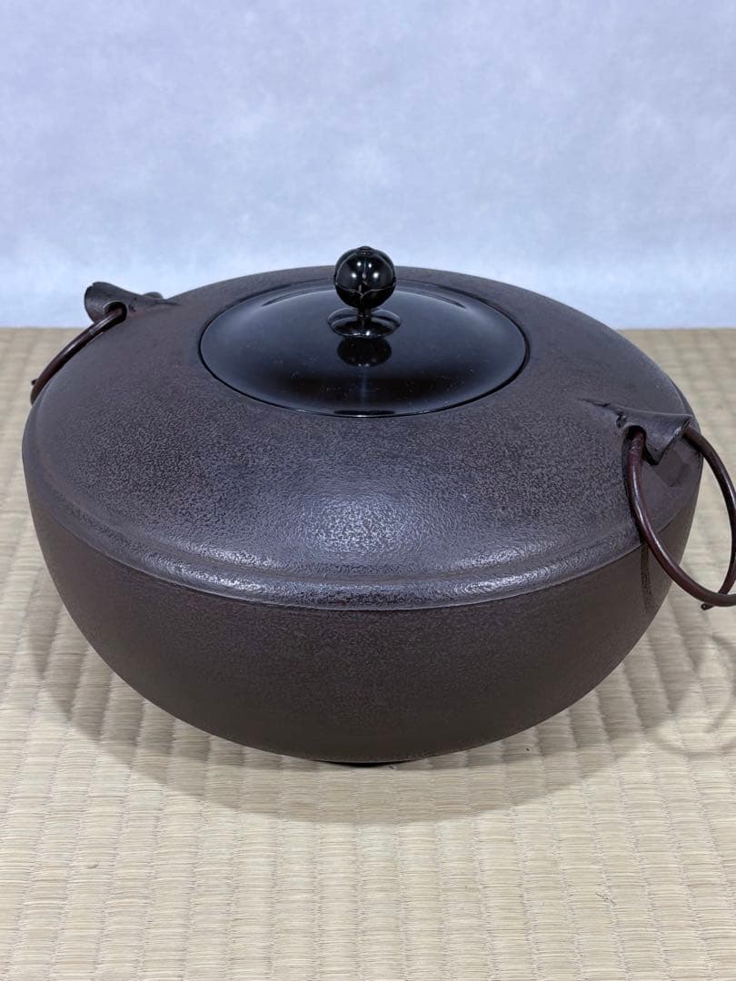 釜師 十二代 和田美之助造 笹地紋 万代屋釜 美品 共箱 茶道具 送料込