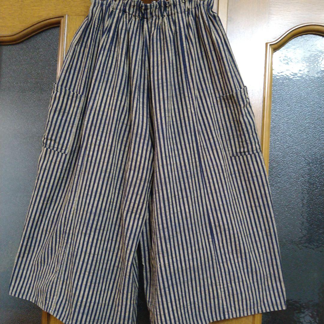 【ヤンマ産業 】会津木綿YAMMAキュロット ガウチョパンツ　棒縞