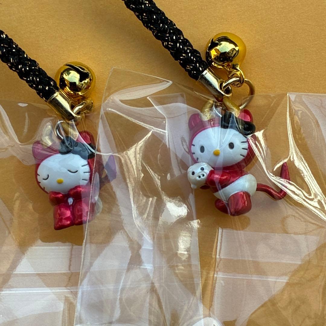 ★超激レア★ハローキティ デビルキティ 赤 5個セット ストラップ 根付 小悪魔