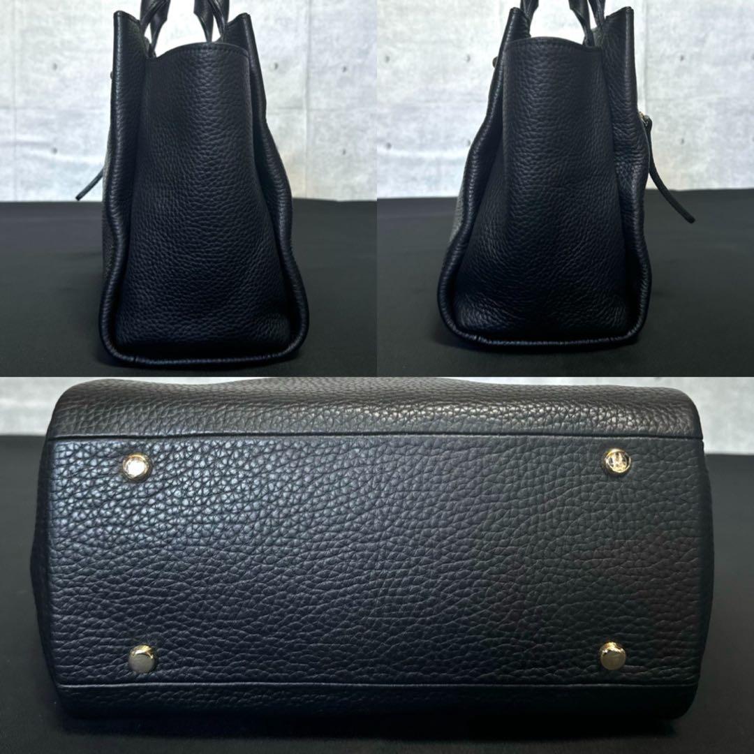 専用品WAKO 銀座和光 シボ革 レザー 黒 ゴールド金具 ハンドバッグ