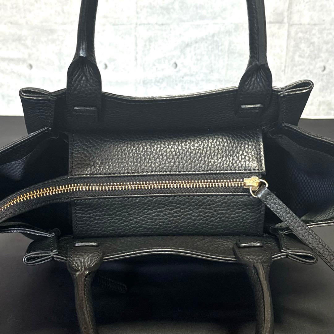 専用品WAKO 銀座和光 シボ革 レザー 黒 ゴールド金具 ハンドバッグ