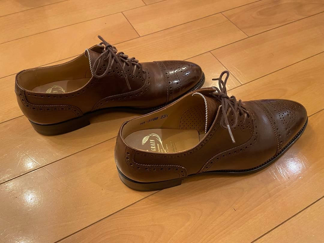 スコッチグレイン ブラウンウィングチップドレスシューズ 23.5cm