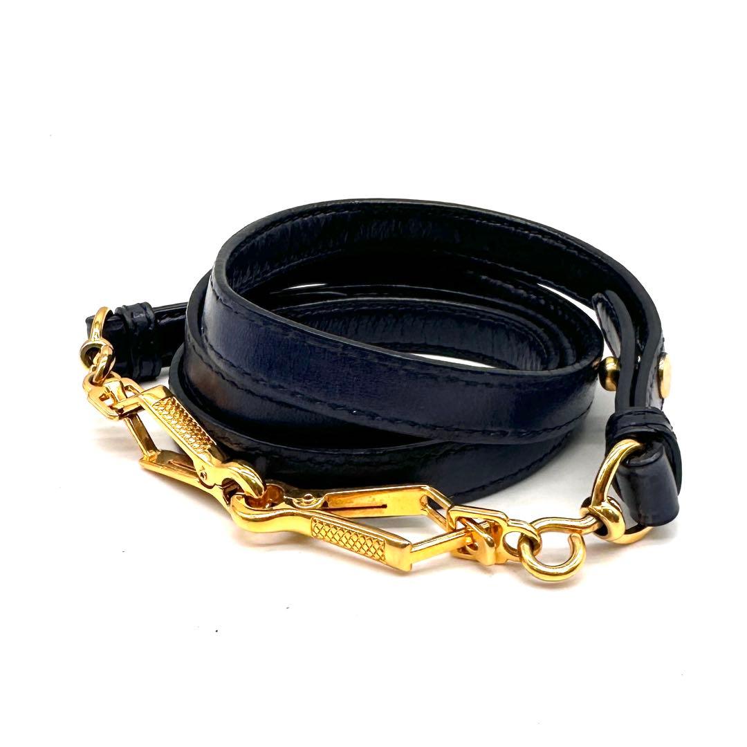 ミュウミュウ マトラッセ 2way ショルダーバッグ ゴールド金具 レザー 濃紺