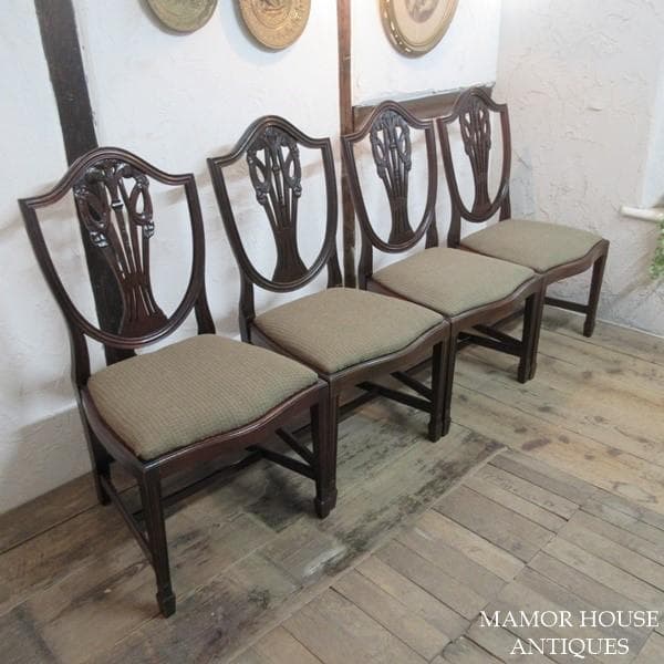 イギリス アンティーク 家具 ダイニングチェア 4脚セット 英国 4770e