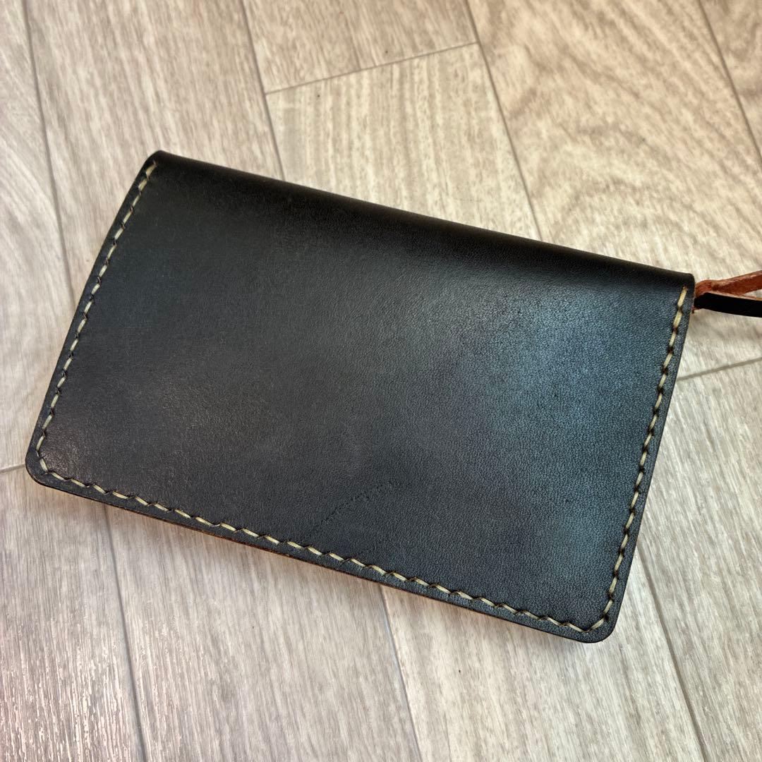 【茶芯ブラック】トラッカーウォレット　ミドル　真鍮　お札を折らずに収納　タイプA