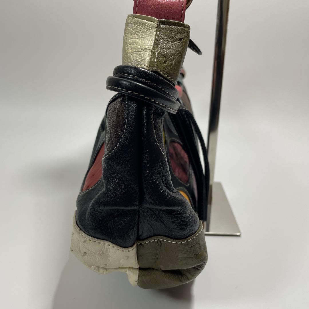 オーストリッチ 本革 ハンドバッグ ショルダーバッグ 肩掛け