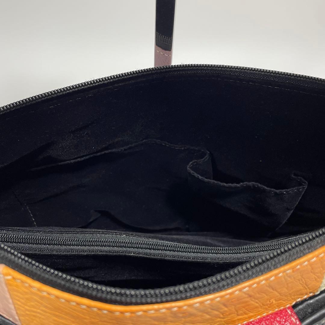 オーストリッチ 本革 ハンドバッグ ショルダーバッグ 肩掛け