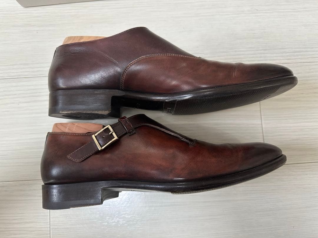 【美品】Santoni 7 ブラウン モンクストラップシューズ　サントーニ