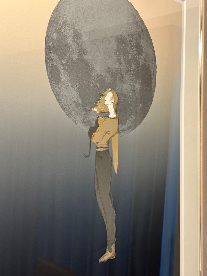 天野喜孝 【月の猫】 版画 リトグラフ 額装 直筆サイン アールビバン社