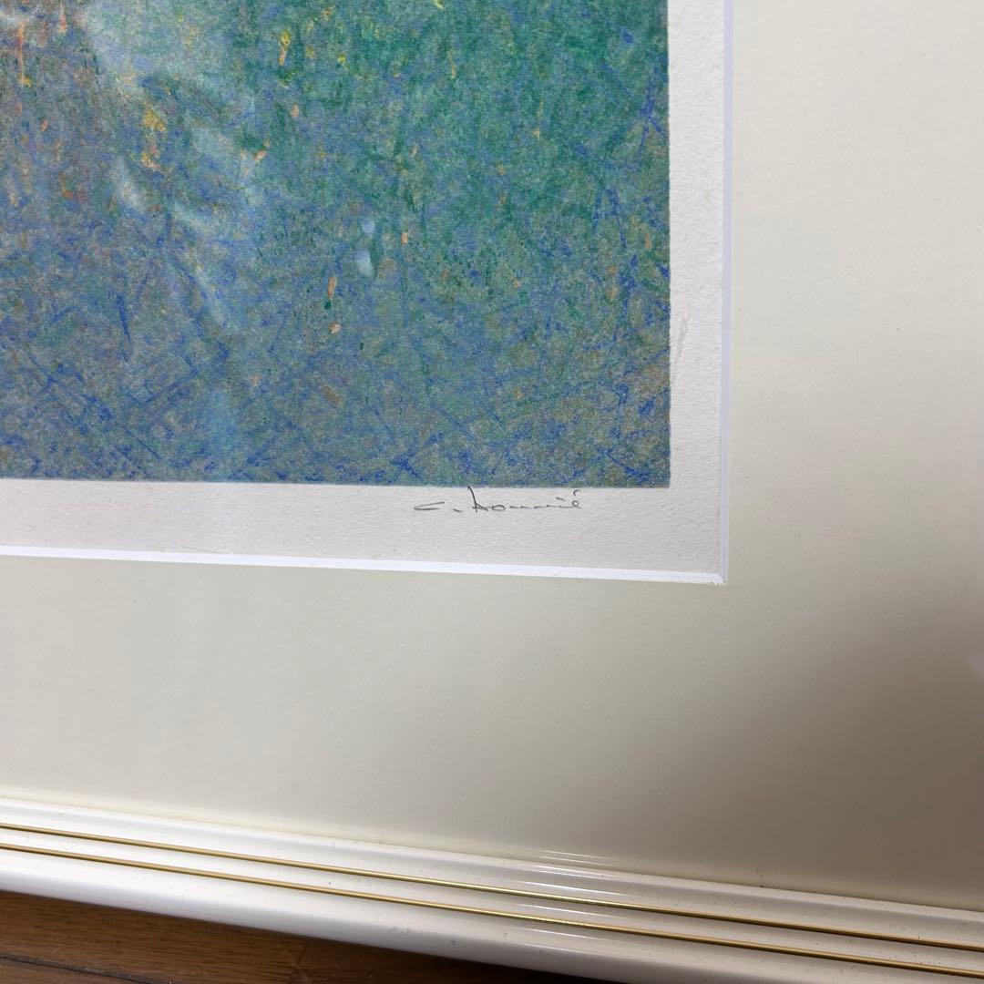 リトグラフ ブーリエ 作 仮題「港の風景」24／125（額装／画家）