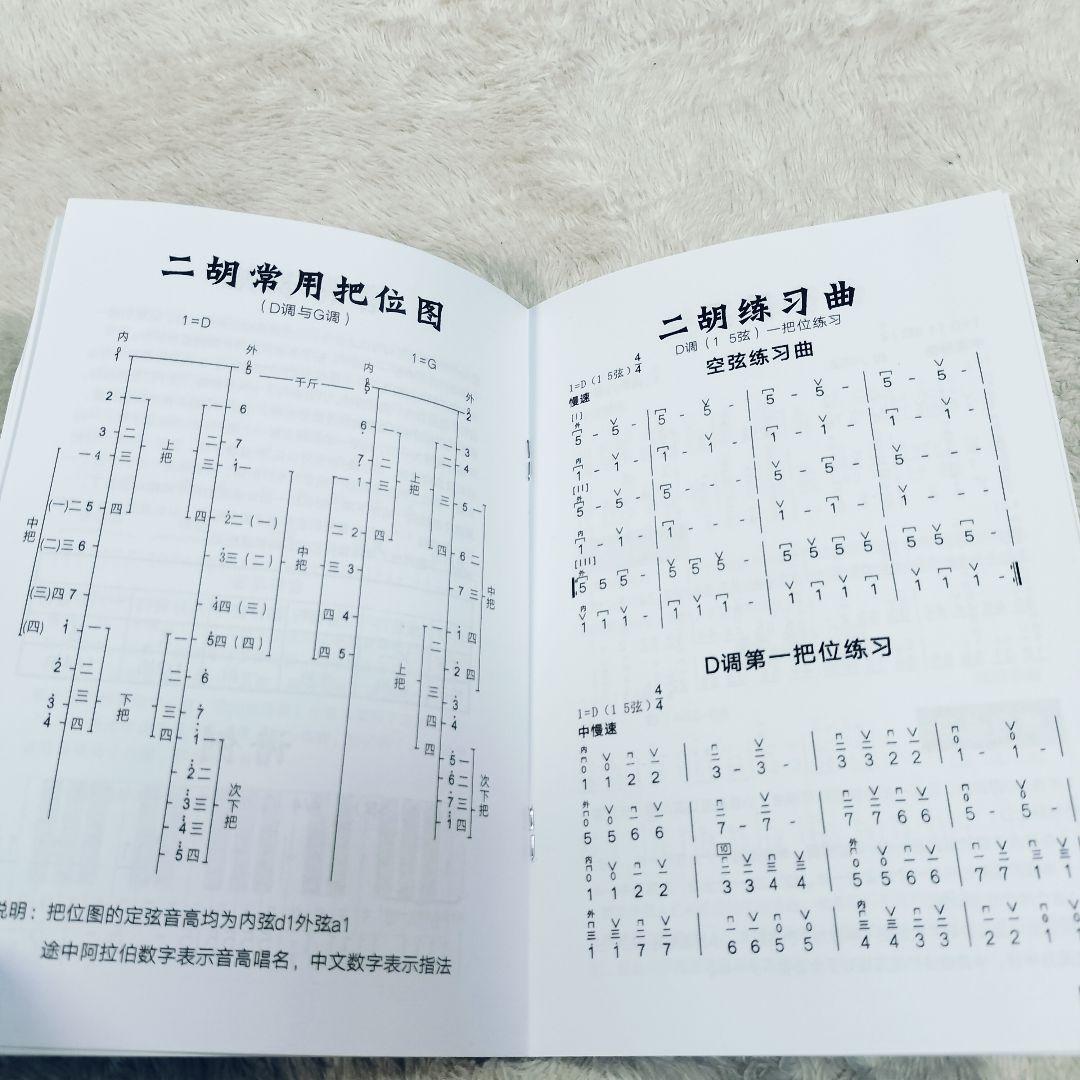 【良品】二胡　黒檀精品　蛇革　ケース付き　弓付き　説明書あり