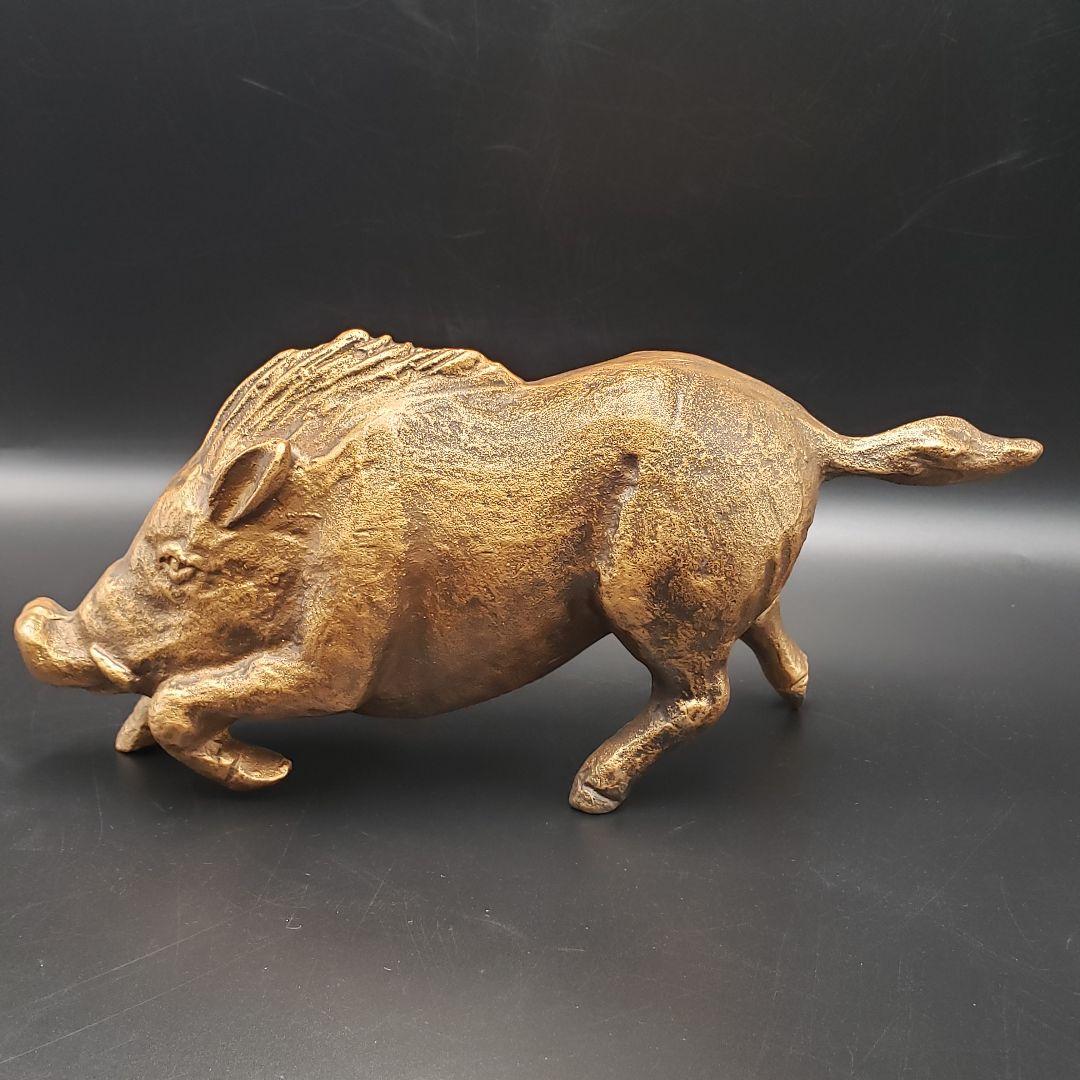 ⑯金属美術鋳物 亥置物 猪 美術工芸品 干支
