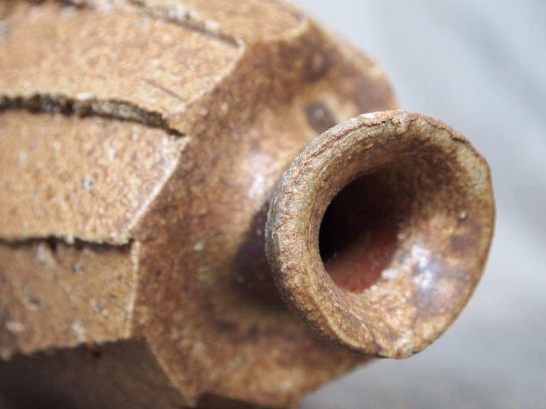 未使用☆隠崎隆一【師：伊勢崎淳】☆備前≪窯変≫徳利